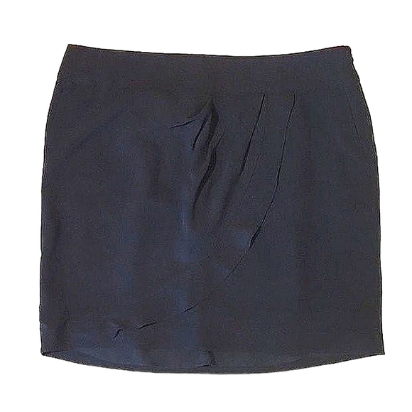 Ann Taylor LOFT Silk Wrap Skirt Straight Above Knee Side Zipper Pockets Pleated - Picture 15 of 16